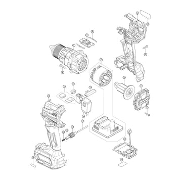 Spaccato ricambi avvitatore con percussione HP001