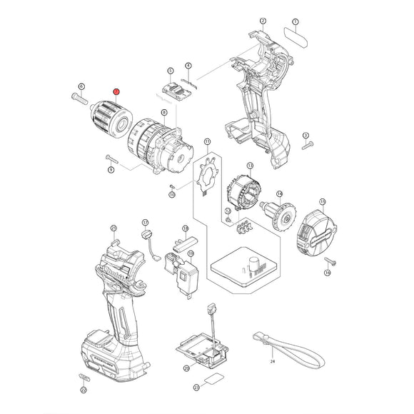 Spaccato ricambi avvitatore con percussione HP002