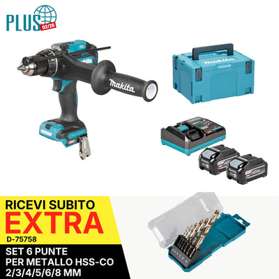 Trapano avvitatore con percussione 180Nm 40V XGT BL Makita HP003GU201