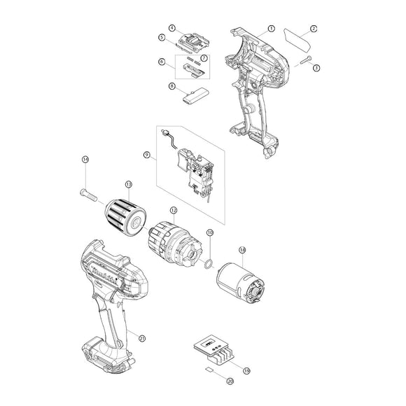 Spaccato ricambi avvitatore HP333D