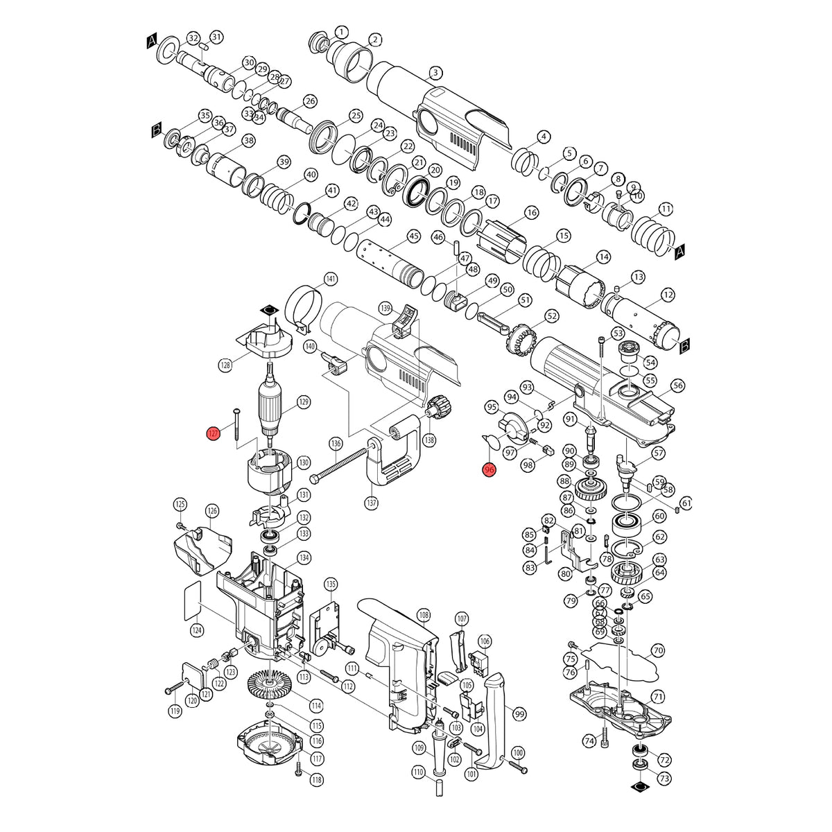 HR5001C Demolition Hammer Spare Parts Cross-Section | ICIAM Store ...