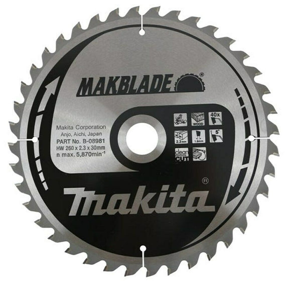Lama MakBlade Ø260mm foro 30mm 40 denti Makita B-32770