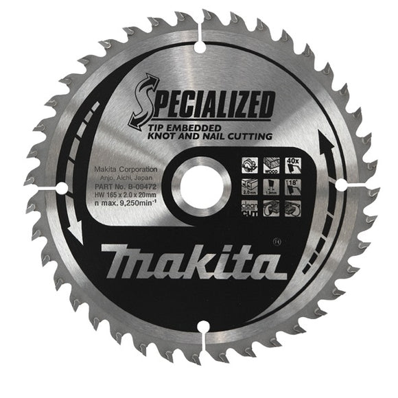 Lama Specialized TCT Ø165mm foro 20mm 40 denti Makita B-33168