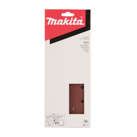 Pacchetti 10 carte abrasive 115x280mm Makita