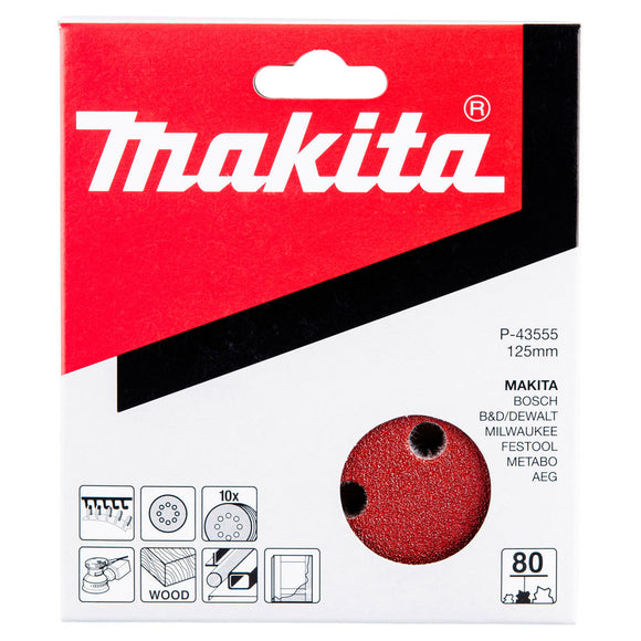 Pacchetti da 10 carte abrasive con velcro Ø125mm Makita