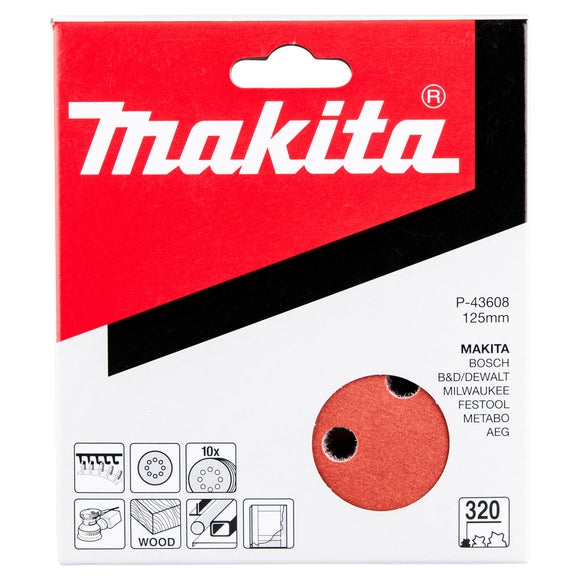 Pacchetti da 10 carte abrasive con velcro Ø125mm Makita