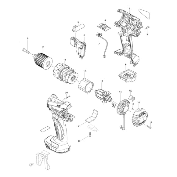 Spaccato ricambi trapano avvitatore BDF456