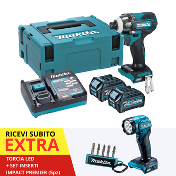 Clé à chocs Makita TD004GD201 40V XGT BL 230Nm en mode T