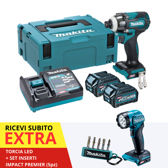 Clé à chocs Makita TD004GD201 40V XGT BL 230Nm en mode T