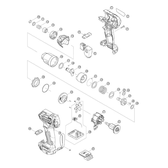 Spaccato ricambi avvitatore ad impulsi TD111D