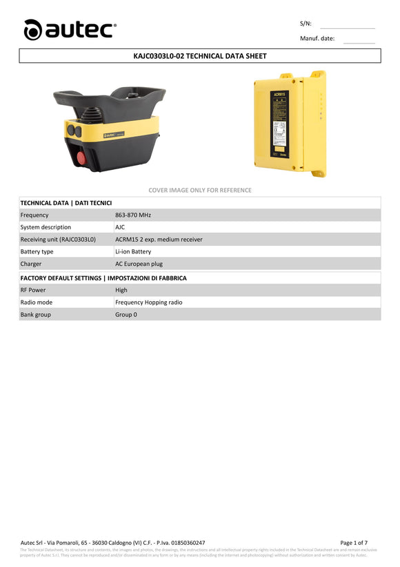 Manipolatore AJC ACRM15 per gru POTAIN Autec KAJC0303L0