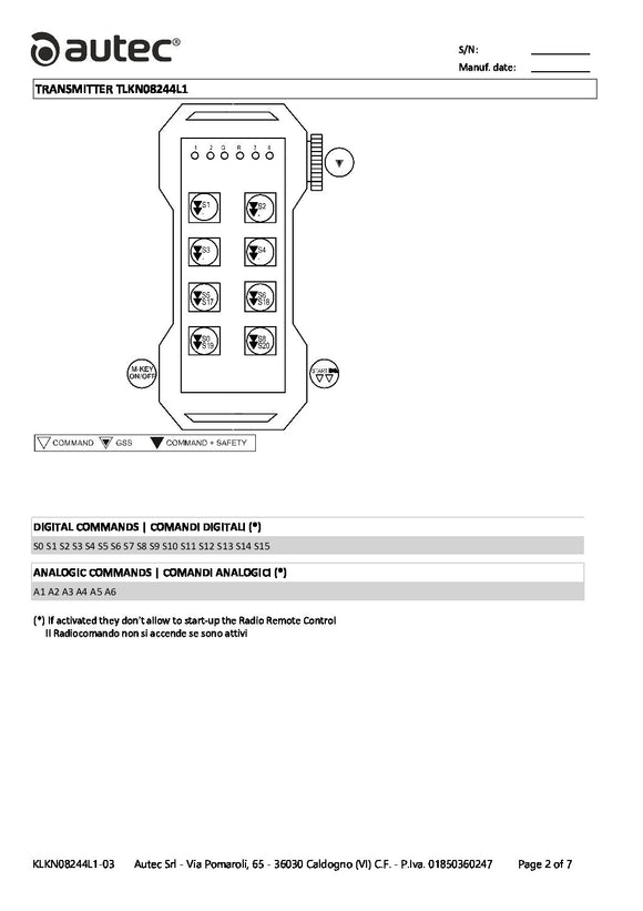 Radiocomando LK NEO 8 ACRS13-G Autec KLKN08244L1