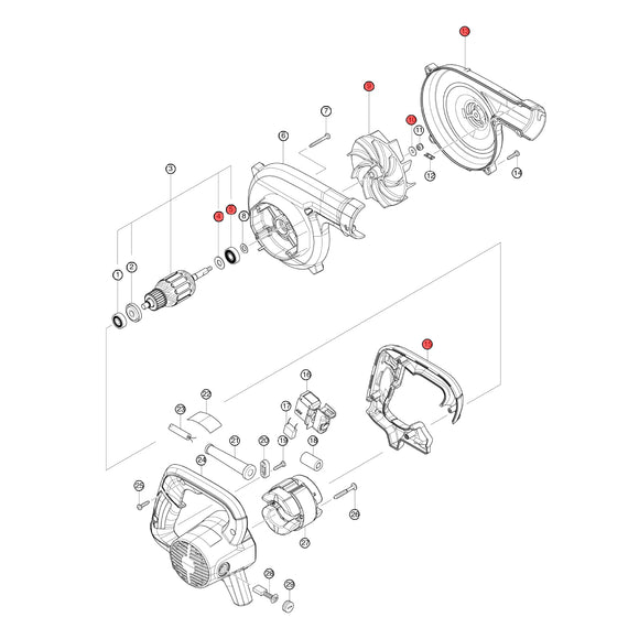 Spaccato ricambi soffiatore elettrico UB1103