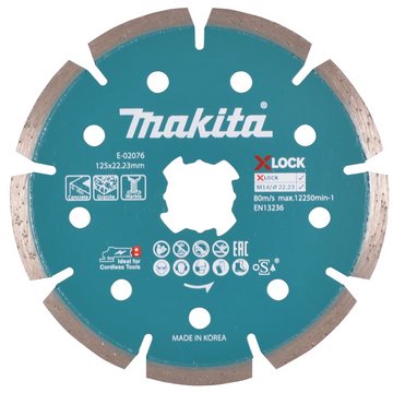 Disco diamantato a settori X-Lock Ø125mm foro 22,23mm Makita E-02076