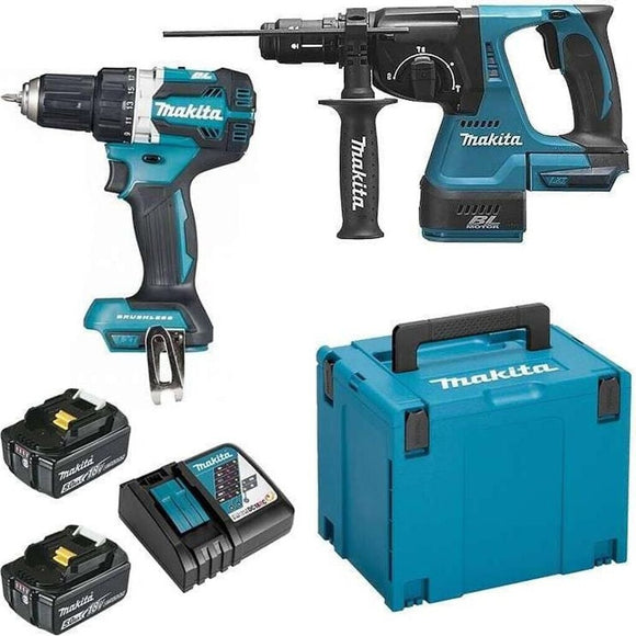 Set DDF484 + DHR243 + 2x BL1850 18V 5Ah + 1x DC18RC Makita DLX2191TJ