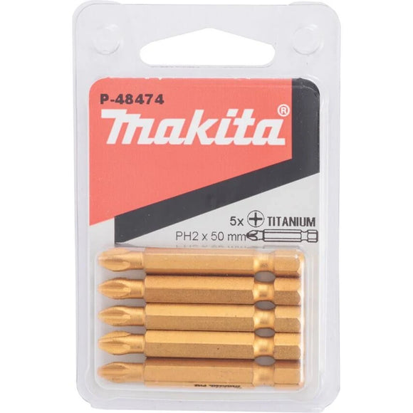 Kit 5 inserti in titanio 1/4" PH2 Makita P-48474